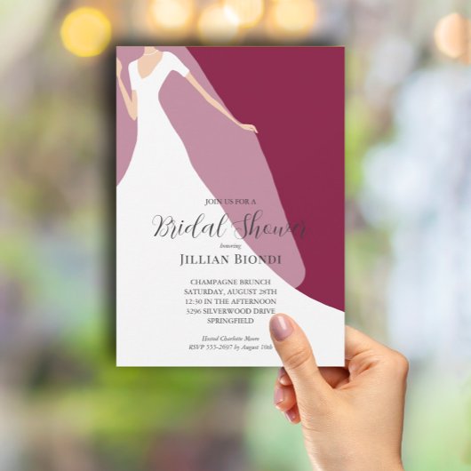 ウェディングドレス ブライダルシャワー クランベリー 招待状