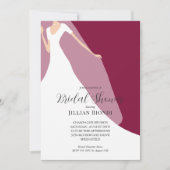 ウェディングドレス ブライダルシャワー クランベリー 招待状 (正面)