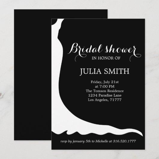 ウェディングドレス 招待状 (正面/裏面)