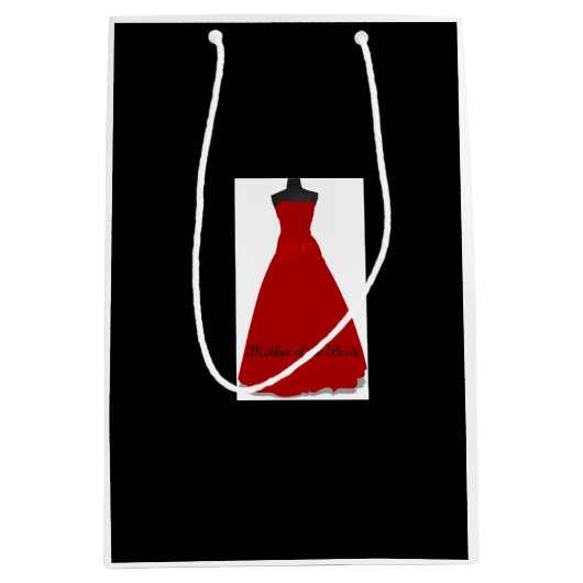 ウェディングドレス 母親の黒いギフトバッグ ミディアムペーパーバッグ (正面)