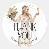 ウェディングドレス 花嫁 ブライダルシャワー お礼 ラウンドシール (正面)