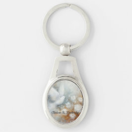 ウェディングドーブ フローラル キーチェーン - オーダーメイド可能