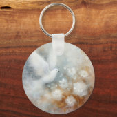 ウェディングドーブ フローラル キーチェーン - オーダーメイド可能 (裏面)