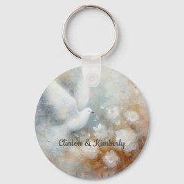 ウェディングドーブ フローラル キーチェーン - オーダーメイド可能