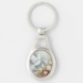 ウェディングドーブ フローラル キーチェーン - オーダーメイド可能 (正面)