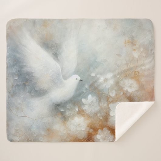 ウェディングドーブ フローラル シェルパ ブランケット (正面(横))