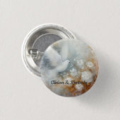 ウェディングドーブ フローラル ボタン - カスタマイズ可能 缶バッジ (正面&裏面)