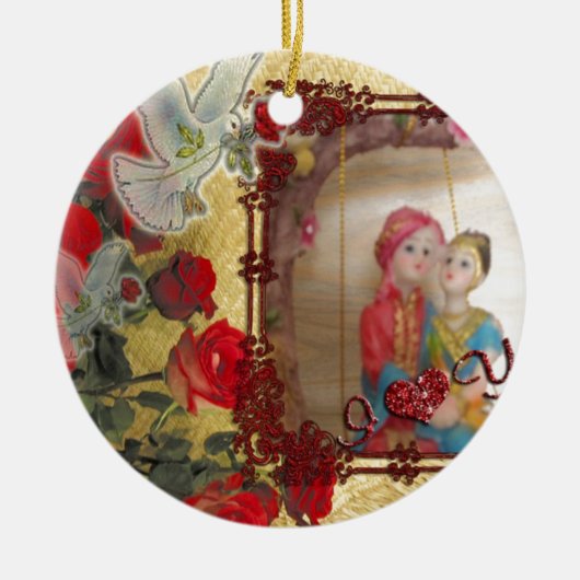 ウェディングドール ポートレート グラフィック アート プリント セラミックオーナメント (正面)