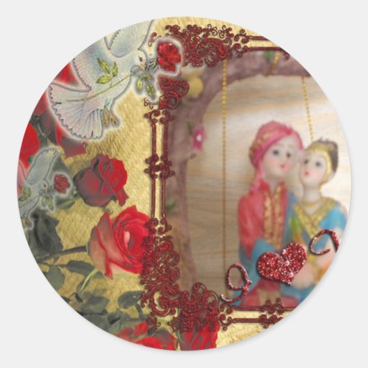 ウェディングドール・ポートレート・グラフィック・アート・プリント ラウンドシール (正面)