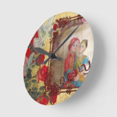 ウェディングドール ポートレート グラフィック アート プリント ラウンド壁時計 (傾斜)