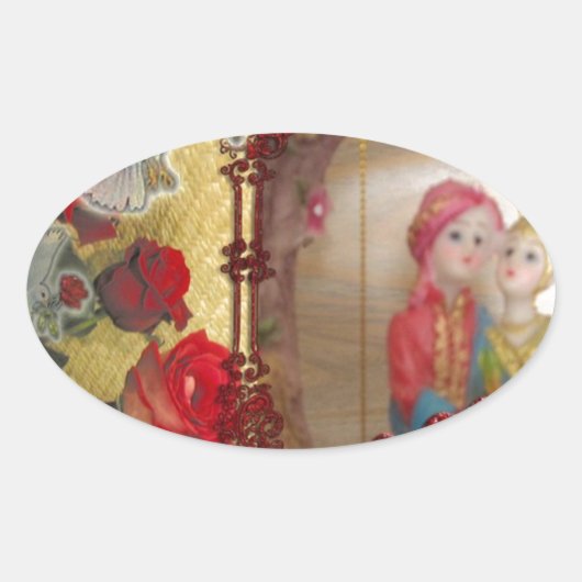 ウェディングドール・ポートレート・グラフィック・アート・プリント 楕円形シール (正面)