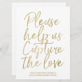 ウェディングハッシュタグサイン | スタイリッシュなゴールド手書き文字 (正面/裏面)