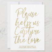 ウェディングハッシュタグサイン | スタイリッシュなゴールド手書き文字 (正面)