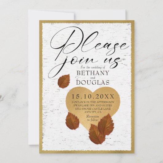 ウェディングハート カービング 招待状 (正面)