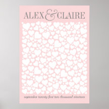 ウェディングハート ゲストブックポスター - お好きな色をお選びください