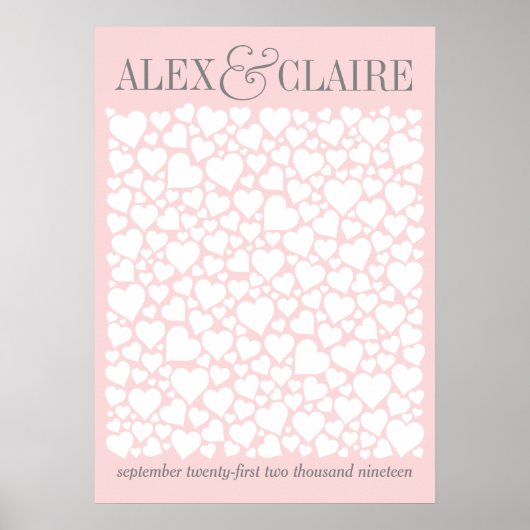 ウェディングハート ゲストブックポスター - お好きな色をお選びください ポスター (正面)