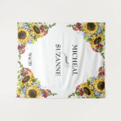 ウェディングバックドロップひまわりバーガンディーフラワー タペストリー (正面(横))