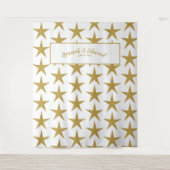 ウェディングバックドロップ, フォトプロップ, オーダーメイド ゴールド&ホワイト タペストリー (正面)