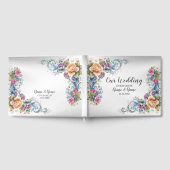 ウェディングパカラフルーティピンクのエレガント花モダン ゲストブック (全面)