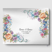 ウェディングパカラフルーティピンクのエレガント花モダン ゲストブック (裏面)