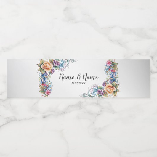 ウェディングパカラフルーティーエレガントの花 ペットボトルラベル (シングルラベル)