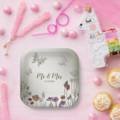 ウェディングパカラフルーティーンガーデンフラワーチョウ ペーパープレート (パーティー)