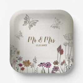 ウェディングパカラフルーティーンガーデンフラワーチョウ ペーパープレート