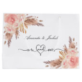 ウェディングパンパスグラス ブッシュピンク フローラル ローズ ラージペーパーバッグ (裏面)