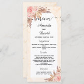 ウェディングパンパスグラス ローズゴールド フラワーマーブル メニュー (正面/裏面)