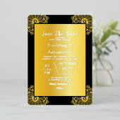 ウェディングパーソナライズされたの日付の保存 箔招待状 (立ち正面)