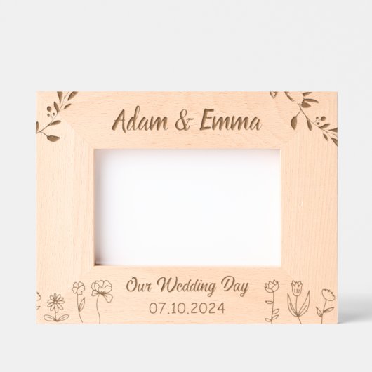 ウェディングパーソナライズされたデイエングレーテッド写真枠 レーザー彫刻フレーム (正面)