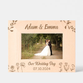 ウェディングパーソナライズされたデイエングレーテッド写真枠 レーザー彫刻フレーム
