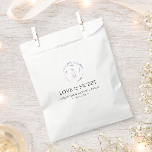 ウェディングパーソナライズされたバッグラベンダーのお気に入り フェイバーバッグ (クリップ留めされた状態)