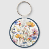 ウェディングパーソナライズされたパーティギフト秋ワイルドフラワー キーホルダー (正面)