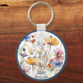 ウェディングパーソナライズされたパーティギフト秋ワイルドフラワー キーホルダー (裏面)