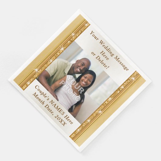 ウェディングパーソナライズされたレセプション用フォトナプキン (コーナー)