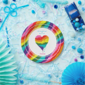 ウェディングパーソナライズされたLGBTレインボーハート ペーパープレート (パーティー)