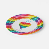 ウェディングパーソナライズされたLGBTレインボーハート ペーパープレート (アングル)