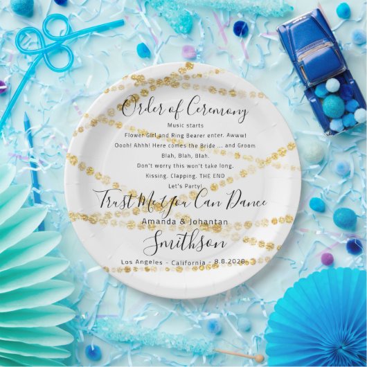 ウェディングパーティおもしろいプレートプロ感謝していグラム金ゴールド白 ペーパープレート (パーティー)