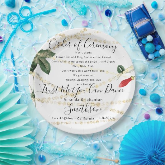 ウェディングパーティおもしろいプレートプ感謝していラム花模様 ペーパープレート (パーティー)