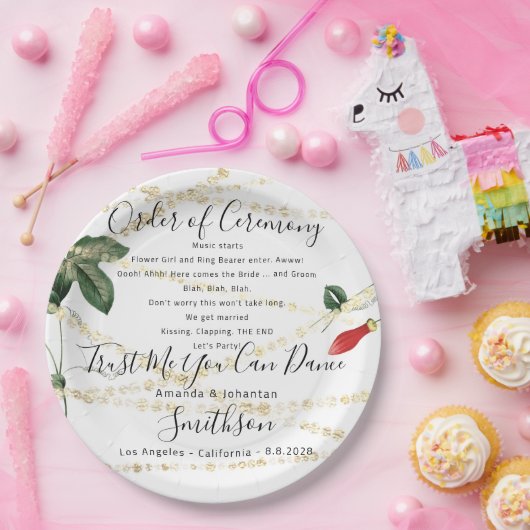 ウェディングパーティおもしろいプレートプ感謝していラム花模様 ペーパープレート (パーティー)