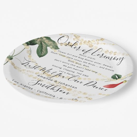 ウェディングパーティおもしろいプレートプ感謝していラム花模様 ペーパープレート (アングル)