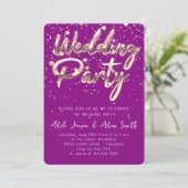 ウェディングパーティインスタントダウンロードパープル金ゴールド 招待状 (スタンド正面)