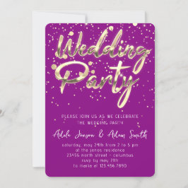 ウェディングパーティインスタントダウンロードパープル金ゴールド 招待状