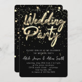 ウェディングパーティインスタントダウンロードブラック金ゴールド 招待状 (正面/裏面)