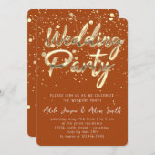 ウェディングパーティインスタントダウンロードBrownGold紙吹雪 招待状 (正面/裏面)