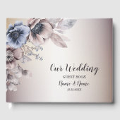 ウェディングパーティウォーターカラーパステルブルーベージュフラワーズ ゲストブック (正面)