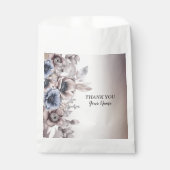 ウェディングパーティウォーターカラーパステルブルーベージュフラワーズ フェイバーバッグ (正面)