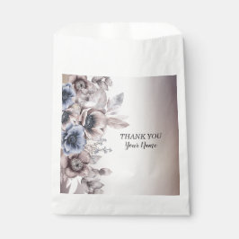 ウェディングパーティウォーターカラーパステルブルーベージュフラワーズ フェイバーバッグ