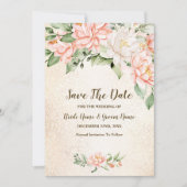 ウェディングパーティウォーターカラーピーチホワイトフラワー救T セーブザデート (正面)